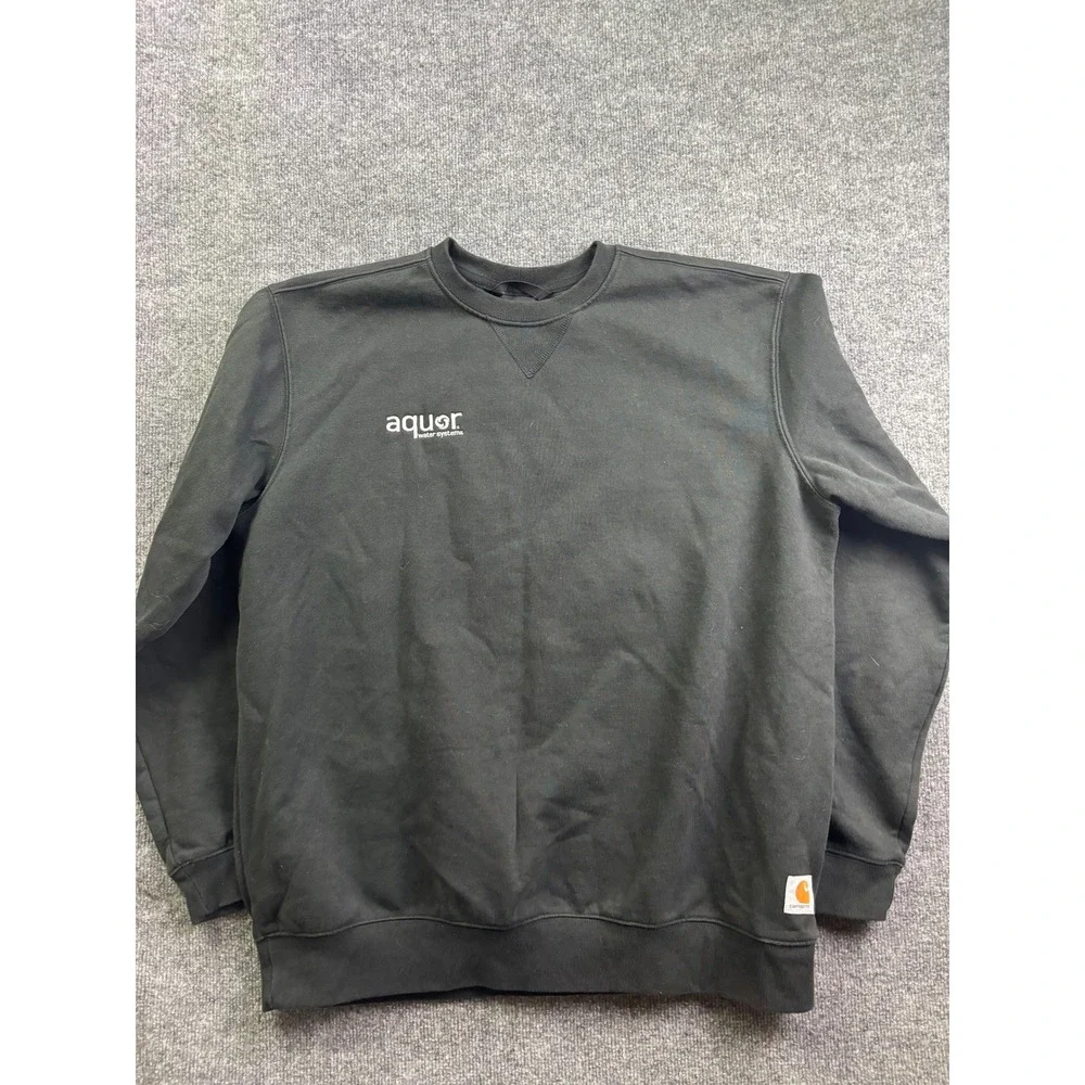 Carhartt Sweatshirt Mens XL Black Loose Fit Crewneck Aquor Water Systems K124‎